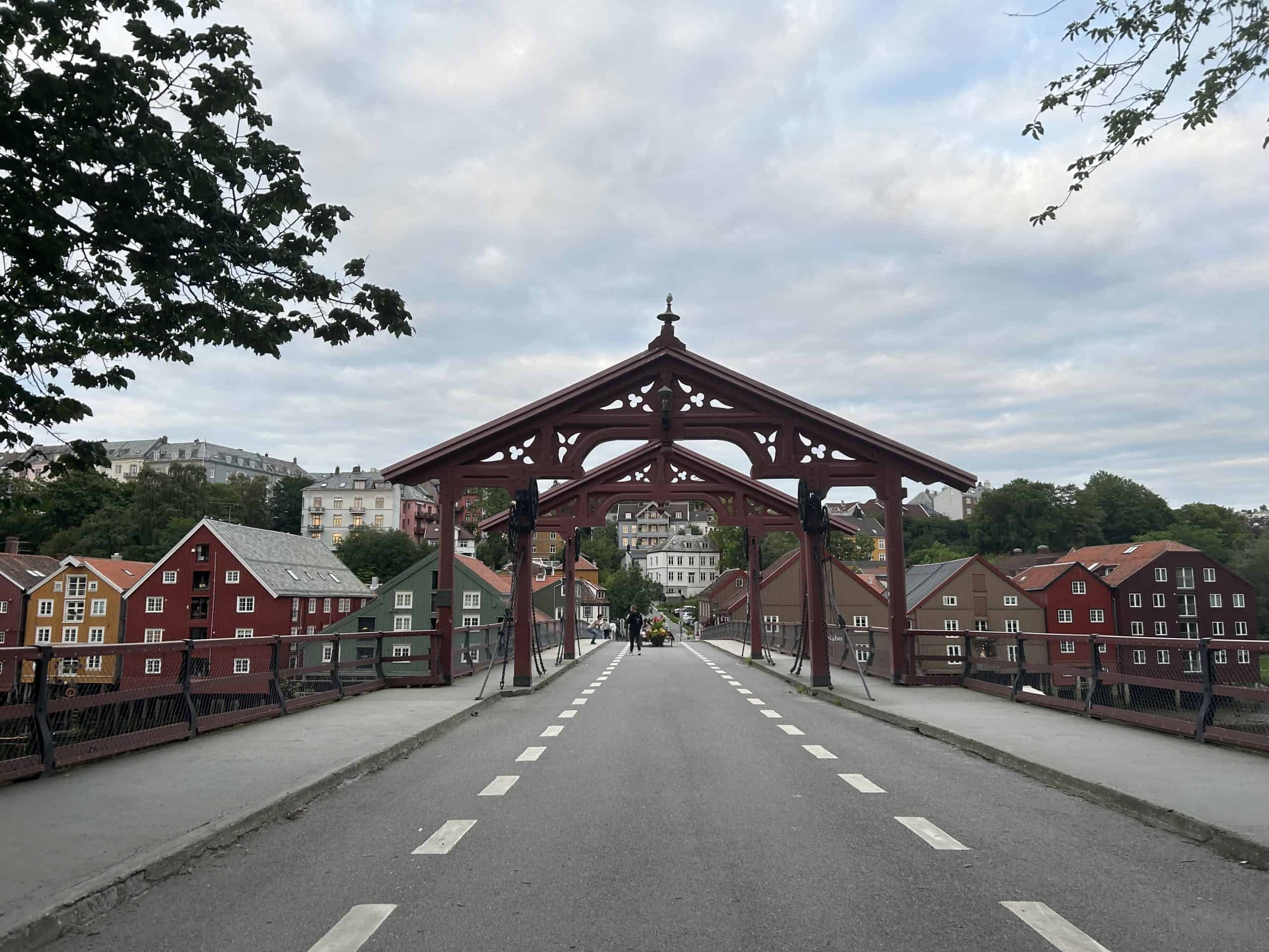 Trondheim's Old Town Bridge from street view