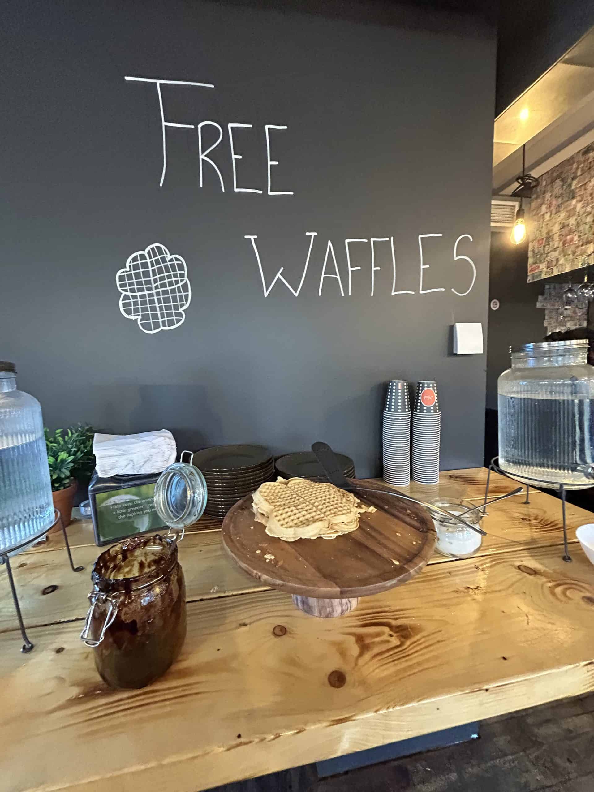 Waffle station at the Kex Hostel. 